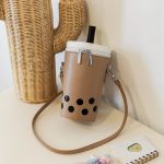 Wholesale Women Simple Creative Milk Tea Style Zipper Crossbody Bag