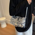 Women Fashion Simple Sequins Square Chain Crossbody Bag - Image 3