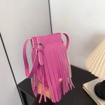 Wholesale Women Fashion Mini Solid Color Tassel Mobile Phone Crossbody Bag - Image 4