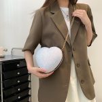 Wholesale Women Fashion Creative Thin Flash Heart Shape Chain Crossbody Bag - Image 3
