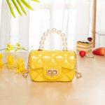 Wholesale Women Elegant Mini Flap Buckle Design Pearl Decoration Solid Color PU Crossbody Bag - Image 4