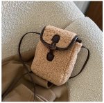 Wholesale Autumn Winter Women Fashion Cute Lamb Plush Crossbody Phone Bag