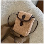 Wholesale Autumn Winter Women Fashion Cute Lamb Plush Crossbody Phone Bag