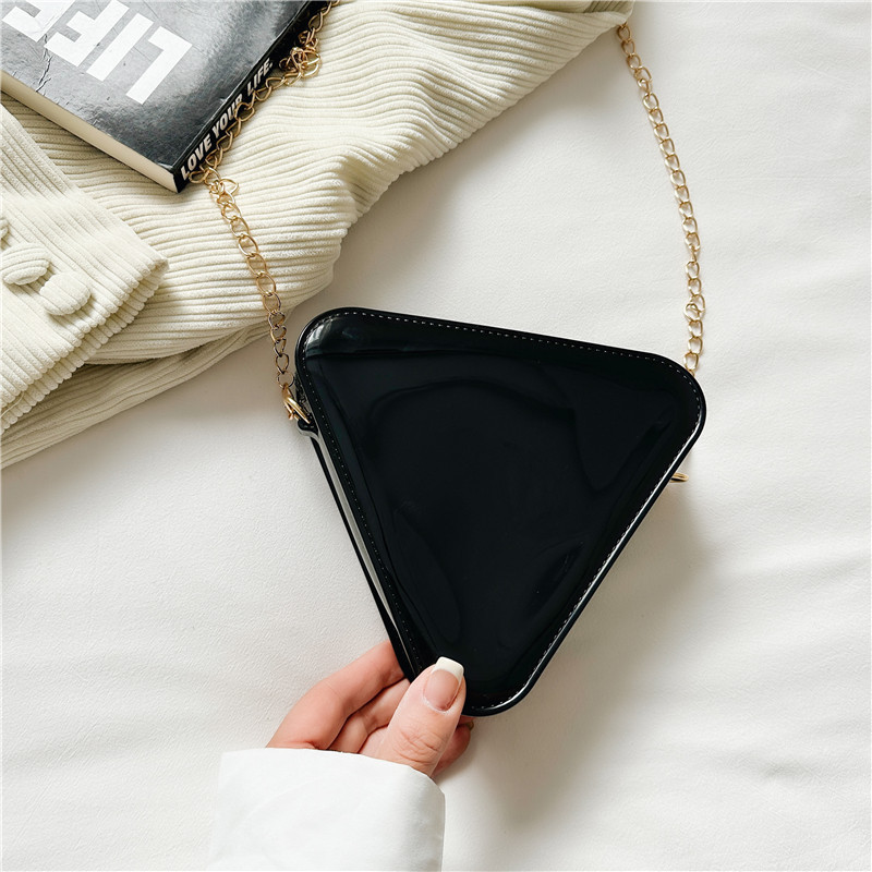 main_3-1673 Women Fashion Creative PVC Triangle Chain Mini Crossbody Jelly Bag - Image 1