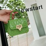 Women Fashion Solid Color Mini Lock Chain Crossbody Bag - Image 3