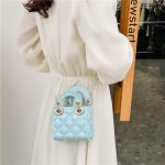 Wholesale Women Fashion Mini Diamond Pvc Square Pearl Chain Crossbody Bag - Image 3