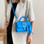 Wholesale 2 In 1 Women Fashion Flap Buckle Design Solid Color PU Crossbody Bag - Image 3