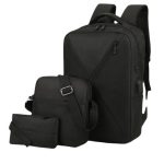 Wholesale 3 In 1 Casual Design Color Blocking Canvas Backpack - Image 3