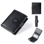 Men Fashion Casual Solid Color Three-Fold Automatic Pumple Card Multi-Card Wallet - Image 4