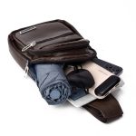 Men Fashion Casual Solid Color Soft Leather Business Chest Bag - Image 5