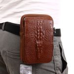 Men'S Fashion Casual Cowhide Crocodile Pattern Mobile Phone Waist Bag - Image 4