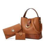 Wholesale Women Fashion Simple Large Capacity Handbag Bag Three-Piece Set - Image 4