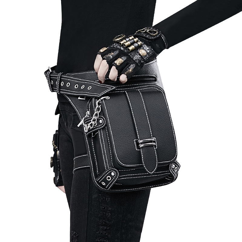 main_3-1853 Simple Retro Unisex Punk Multi-Pocket Zipper Waist Bag - Image 1