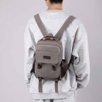 Men Leisure Sports Commuter Solid Color Canvas Backpacks Bag - Image 2