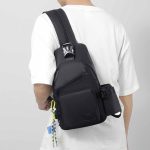 Wholesale Men Casual Sports Solid Color Chest Bag