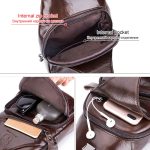 Wholesale Men Vintage Zipper Design Multi-pocket Business Leather Chest Bag - Image 3
