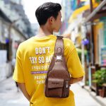 Wholesale Men Casual Vintage Commuter Zipper PU Chest Bag - Image 2