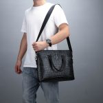 Wholesale Men Fashion Business Office Crocodile Handle Bag - Image 5