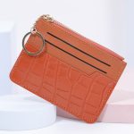 Wholesale Women Fashion Simple Solid Color Stone Pattern Zipper Thin Wallet - Image 4