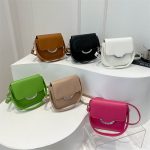 Wholesale Women Fashion Versatile Square Solid Color Saddle Shoulder Bag - Image 4