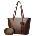 Wholesale Women Fashion Casual Solid Color Tote Bag Two-Piece Bag Set