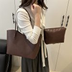 Wholesale Women Fashion Casual Solid Color Tote Bag Two-Piece Bag Set - Image 4