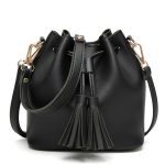 Wholesale Women Fashion Tassel Drawstring Pu Bucket Bag - Image 4