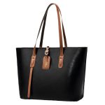 Wholesale Women Color Blocking Pu Leather Tote Bag - Image 4