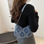 Wholesale Women Fashion Casual Gradient Star Chain Small Square Denim Shoulder Bag - Image 3