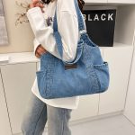 Wholesale Women Fashion Casual Large Capacity Denim Shoulder Bag - Image 4