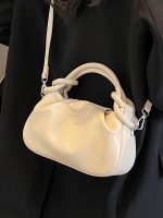 Women Fashion Simple Solid Color Pleated Portable Shoulder Bag - Image 5