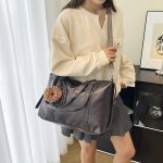 Women Fashion Simple Solid Color Large Capacity Pendant Shoulder Bag - Image 3