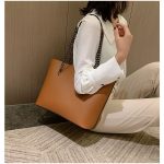 Wholesale Women Fashion Casual Solid Color Soft Leather Large Capacity Chain Shoulder Bag - Image 4