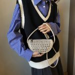 Women Fashion Solid Color Rivet Small Square Shoulder Bag - Image 3