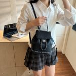 Wholesale Women Fashion Casual Solid Color Chain Backpack - Image 4