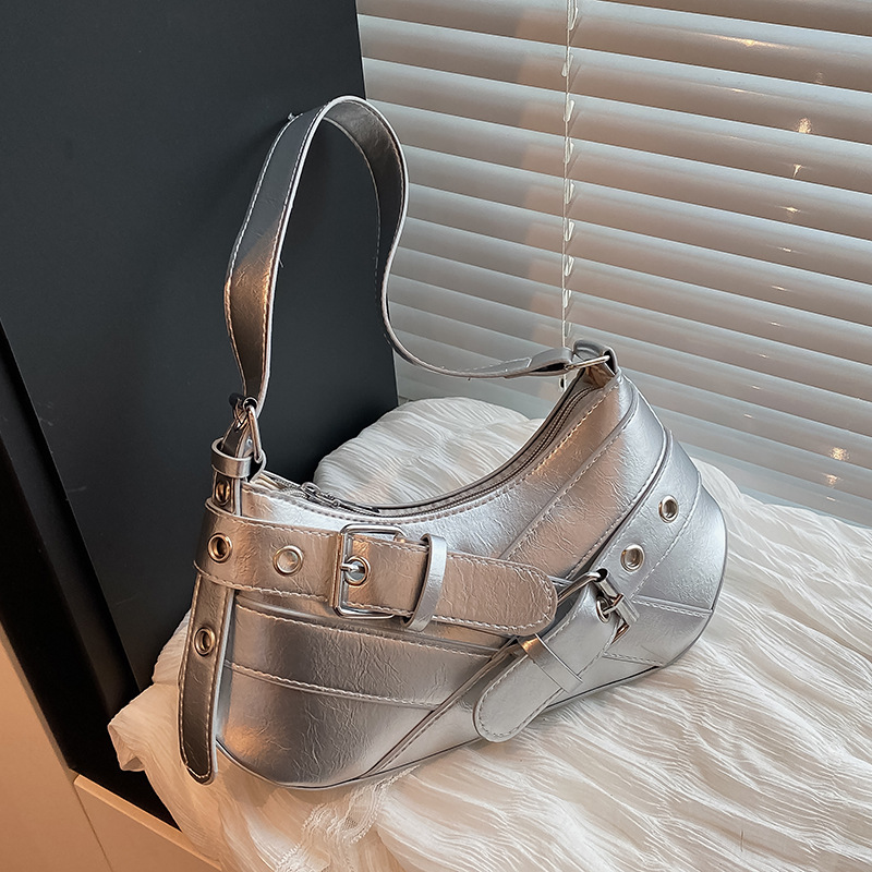 main_3-339 Wholesale Women Fashion Casual Solid Color Belt Baguette Shoulder Bag - Image 1