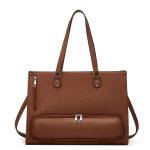 Wholesale Women Fashion Casual Solid Color Large Capacity Tote Bag Two-Piece Bag Set - Image 4
