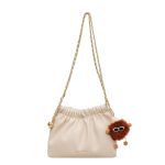 Wholesale Women Fashion Casual Solid Color Chain Plush Pendant Shoulder Bag - Image 5
