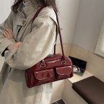 Wholesale Women Fashion Casual Solid Color Multi-Pocket Shoulder Bag - Image 3