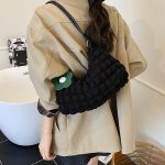 Wholesale Women Fashion Casual Solid Color Pleated Clouds Large Capacity Shoulder Bag - Image 3