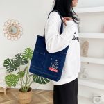 Wholesale Women Fashion Casual Simple Canvas Denim Shoulder Bag - Image 3