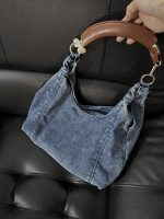 Women Fashion Casual Large Capacity Denim Shoulder Bag - Image 3