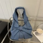 Wholesale Women Fashion Simple Denim Bowknot Shoulder Bag - Image 4