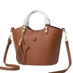 Wholesale Women Fashion Casual Solid Color Portable Bucket Handbag - Image 4