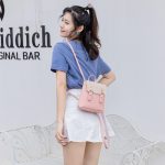Wholesale Women Fashion Casual Contrast Color Double Buckle Backpack - Image 3