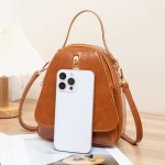 Wholesale Women Fashion Casual Solid Color Oil Wax Leather Backpack - Image 3