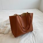 Women Fashion Casual Simple Solid Color Large Capacity Tote Bag - Image 4