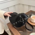 Wholesale Women Fashion Personalized Solid Color Rivet Love Shaped Shoulder Bag - Image 3