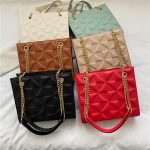 Women Fashion Simple Solid Color Chain Shoulder Bag - Image 4