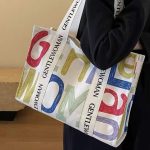 Women Casual Letter Printed Large Capacity Canvas Tote Bag - Image 3